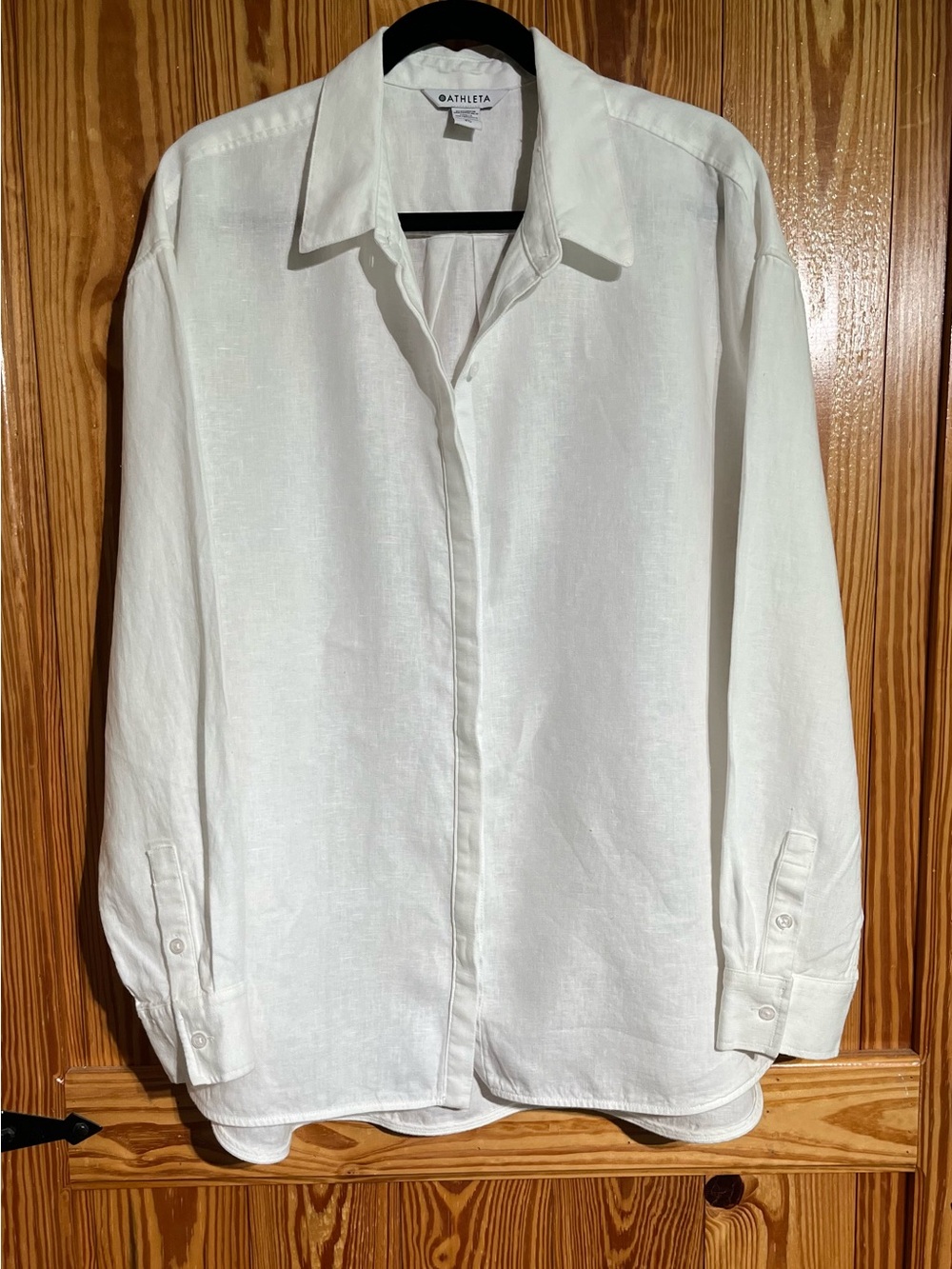 Athleta 100% Linen Playa Shirt Button-Down Long Sleeve Collared Shirt - $105